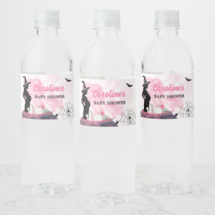 Roze Heks Een Baby Brouwt Baby Shower Waterfles Etiket