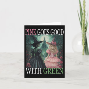 Roze heks gaat goed met groene Halloween heks Kaart