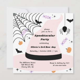 Roze heks Pet Halloween elk jaar Kaart