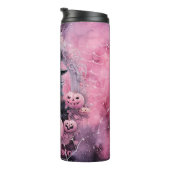 Roze Hekserige Spinnenwebben Halloween Persoonlijk Thermosbeker (Geroteerd rechts)