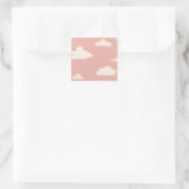 Roze hemel Grote fluffelwolken Vierkante Sticker (Tas)