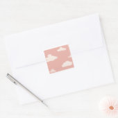 Roze hemel Grote fluffelwolken Vierkante Sticker (Envelop)