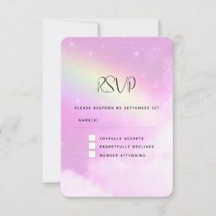 Roze Hemel met Citroengeel Regenboog Bruiloft RSVP Kaartje