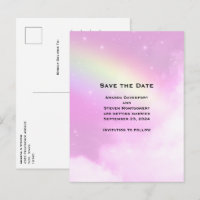 Roze Hemel met Citroengeel Regenboog Save the Date