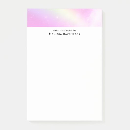 Roze Hemel met Citroengele Regenboog Post-it® Notes (Voorkant)