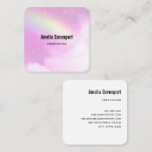 Roze Hemel met Citroengele Regenboog Vierkante Visitekaartje (Voorkant / Achterkant)