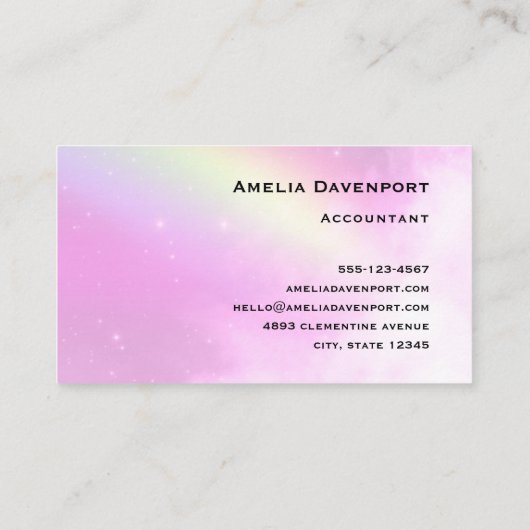 Roze Hemel met Citroengele Regenboog Visitekaartje (Achterkant)