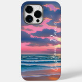 Roze hemelbruine strandzonsondergang Case-Mate iPhone case (Achterkant)
