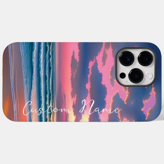 Roze hemelbruine strandzonsondergang Case-Mate iPhone case (Achterkant (horizontaal))