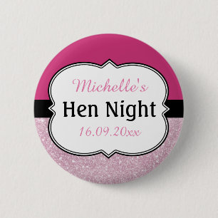 Roze Hen Nacht Gepersonaliseerd Ronde Button 5,7 Cm