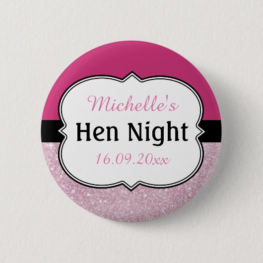 Roze Hen Nacht Gepersonaliseerd Ronde Button 5,7 Cm (Voorkant)