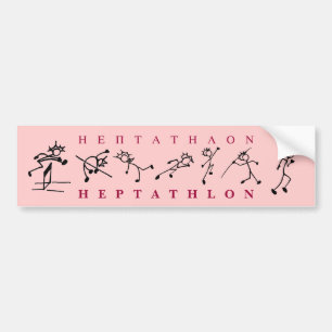 Roze Heptathlon stickerSpoor en Gebied Bumpersticker