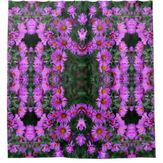 Roze herfst Aster Flowers Abstract Art Patroon Douchegordijn (Voorkant)