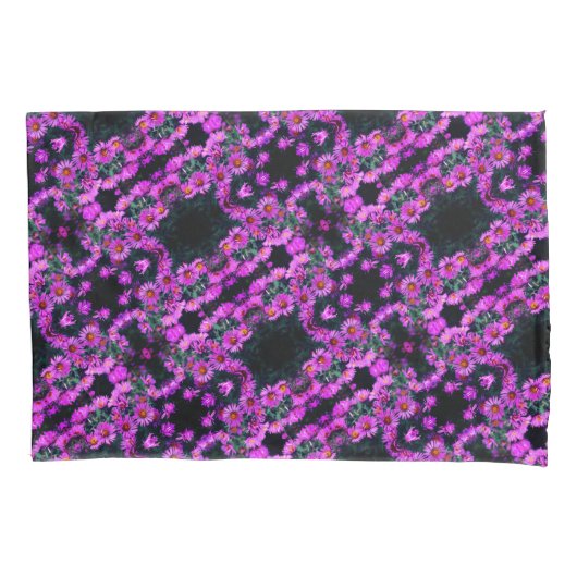 Roze herfst Aster Flowers Abstract Art Patroon Kussensloop (Voorkant)