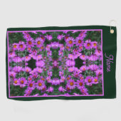 Roze Herfst Aster Flowers Abstract gepersonaliseer Golfhanddoek (Horizontaal)