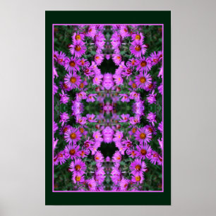 Roze Herfst Aster Flowers Orton Abstract Poster