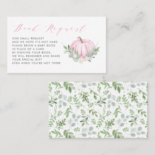 Roze Herfst Baby shower Book Request Kaart Plaatskaartje (Voorkant / Achterkant)