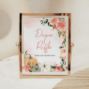 Roze Herfst Herfst Bloemen Pompoen Luier Raffle Poster