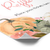 Roze Herfst Herfst Bloemen Pompoen Luier Raffle Poster (Hoek)