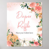 Roze Herfst Herfst Bloemen Pompoen Luier Raffle Poster (Voorkant)