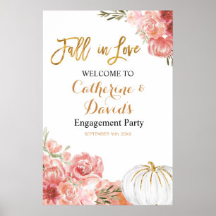 Roze Herfst in Love Engagement Party Welkomstteken Poster