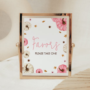 Roze Herfst Kleine pompoen Baby shower gunsten Poster