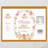 Roze Herfst Pompoen 1e Verjaardag Chip Bag Wrapper Flyer (Voorkant)