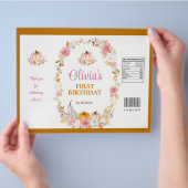 Roze Herfst Pompoen 1e Verjaardag Chip Bag Wrapper Flyer (Hand)