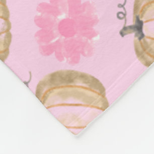 Roze Herfst Pompoenen en Bloemen Fleece Deken