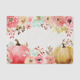 Roze Herfst Pompoenen en Bloemen Herfst Decoupage Tissuepapier