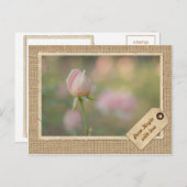 Roze herfst Roos Bud Lijst papier Briefkaart (Voorkant / Achterkant)