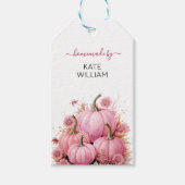 Roze Herfst thema label voor zelfgemaakte items Cadeaulabel (Voorkant)