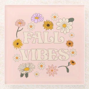Roze Herfst Vibes Glazen Onderzetter