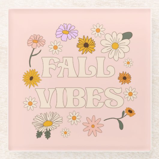 Roze Herfst Vibes Glazen Onderzetter (Voorkant)