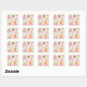 Roze Herfst Vierkante Sticker (Vel)