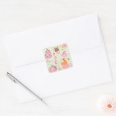 Roze Herfst Vierkante Sticker (Envelop)