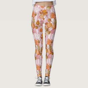 Roze herfstbladeren en eikels Patroon - Herfst Leggings