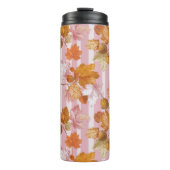 Roze herfstbladeren en eikels Patroon - Herfst Thermosbeker (Voorkant)