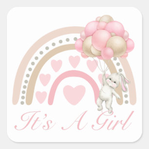 Roze Het is een Girl Rainbow-Baby shower Vierkante Sticker