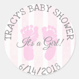Roze het meisje dat Baby shower Stickers voetafdru