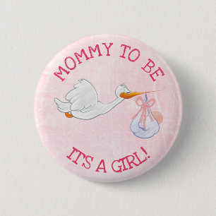 Roze het meisje dat een Baby shower Button is