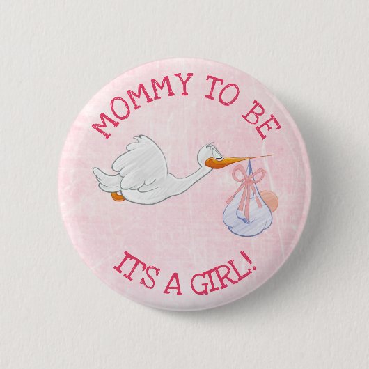 Roze het meisje dat een Baby shower Button is (Voorkant)
