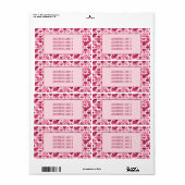 Roze het patroon van het hart met de Tekst van de Etiket (Full Sheet)