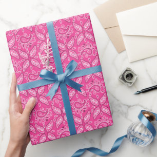 Roze het patroon verpakkend document van Paisley Cadeaupapier