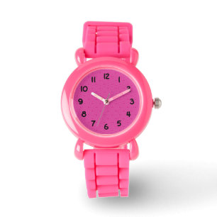 Roze Hete Helder Gebogen Vierkanten Fractal Horloge