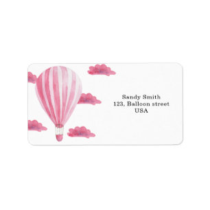 Roze Hete luchtballon Etiket