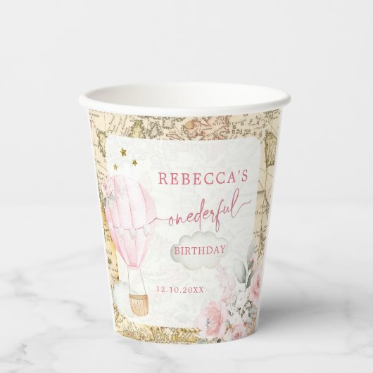 Roze Hete Luchtballon Is ze niet Behoorlijke Verja Papieren Bekers (Voorkant)