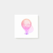 Roze hete luchtballon - kaartennoten post-it® notes (Voorkant)