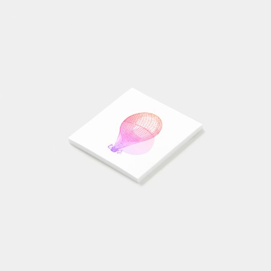Roze hete luchtballon - kaartennoten post-it® notes (Schuin)