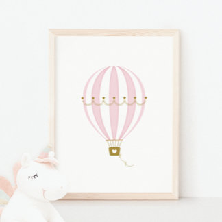 Roze Hete Luchtballon Kwekerij & Kinder Kamer Post Poster
